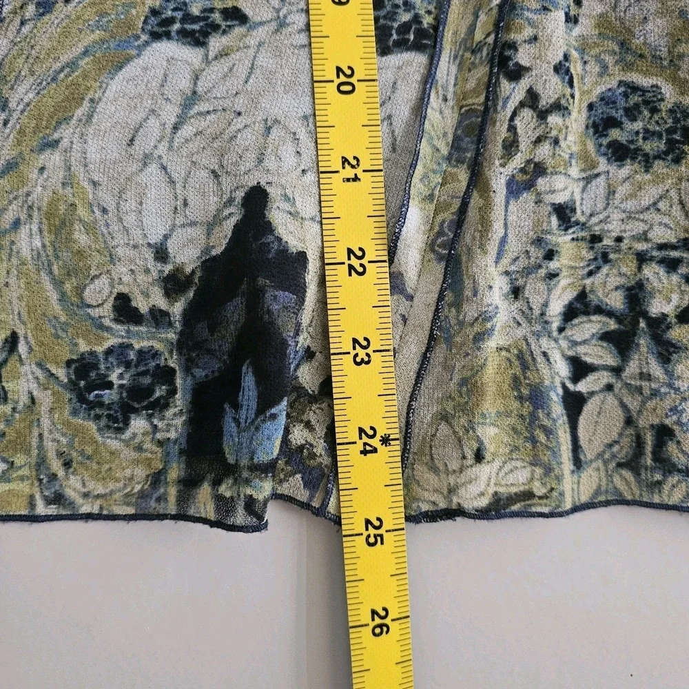 Size‎ 16 Skirt Green Blue Floral Chiffon A-Line Midi Boho Career Forest Fairy ~